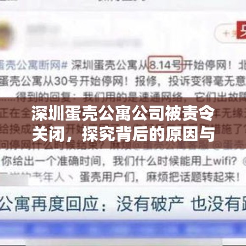 深圳蛋壳公寓公司被责令关闭，探究背后的原因与影响