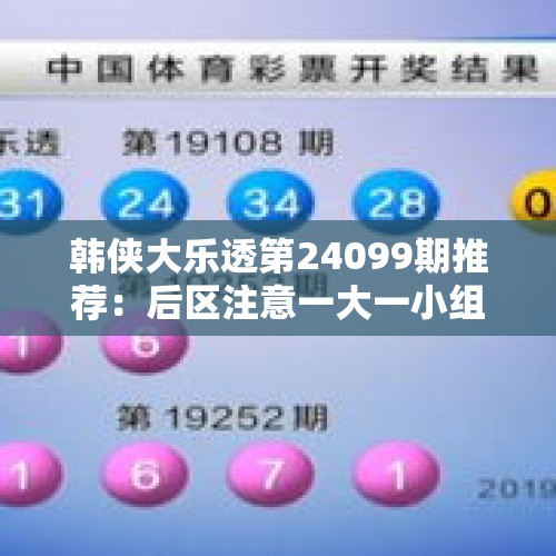 韩侠大乐透第24099期推荐：后区注意一大一小组合，精选两码06+11