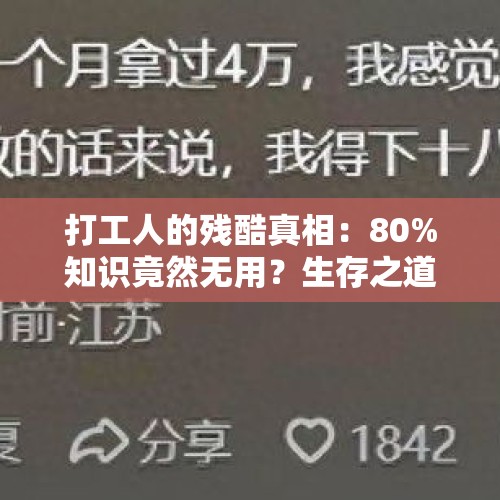 打工人的残酷真相：80%知识竟然无用？生存之道令人深思