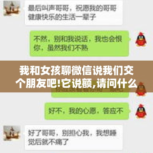 我和女孩聊微信说我们交个朋友吧!它说额,请问什么情况?（有男生和我说交个朋友吧我该怎么回复?）