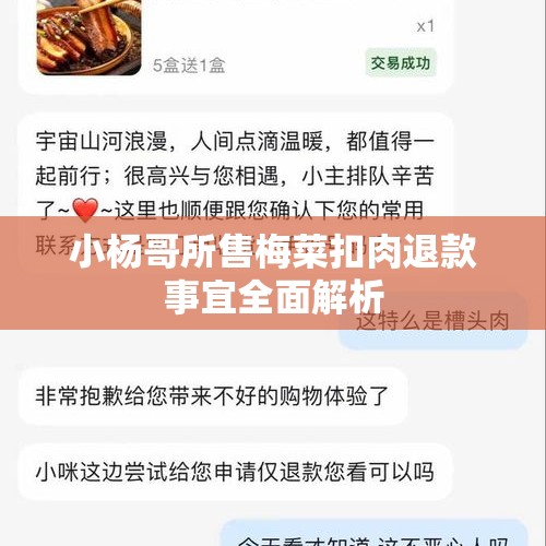 小杨哥所售梅菜扣肉退款事宜全面解析