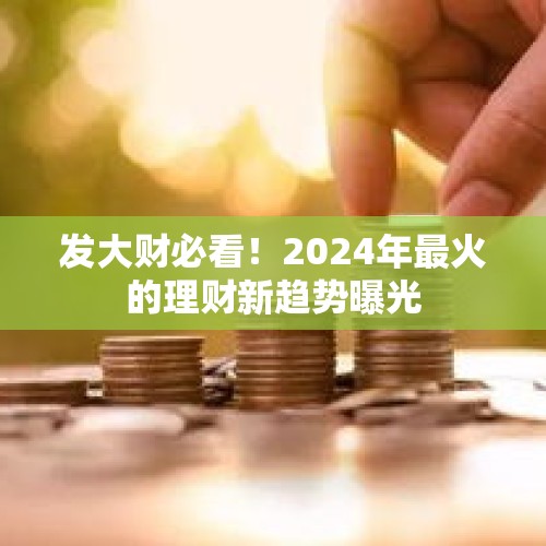 发大财必看！2024年最火的理财新趋势曝光