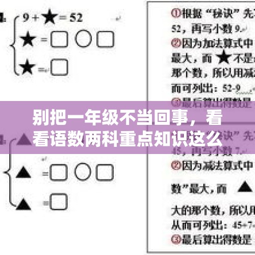 别把一年级不当回事，看看语数两科重点知识这么多呢！