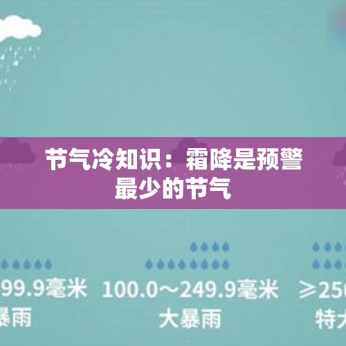 节气冷知识：霜降是预警最少的节气