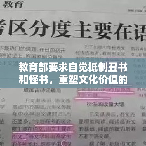 教育部要求自觉抵制丑书和怪书，重塑文化价值的必要举措