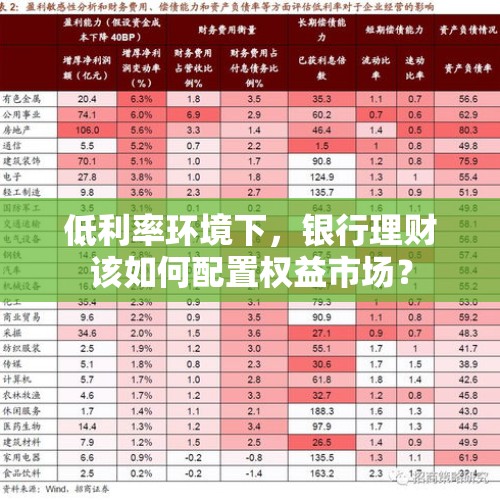 低利率环境下，银行理财该如何配置权益市场？