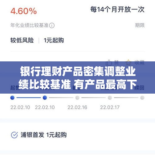 银行理财产品密集调整业绩比较基准 有产品最高下调幅度达300BP