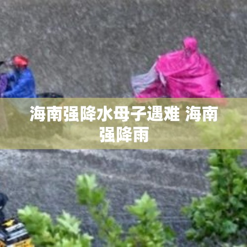 海南强降水母子遇难 海南强降雨