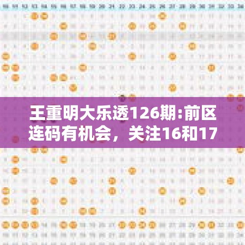 王重明大乐透126期:前区连码有机会，关注16和17