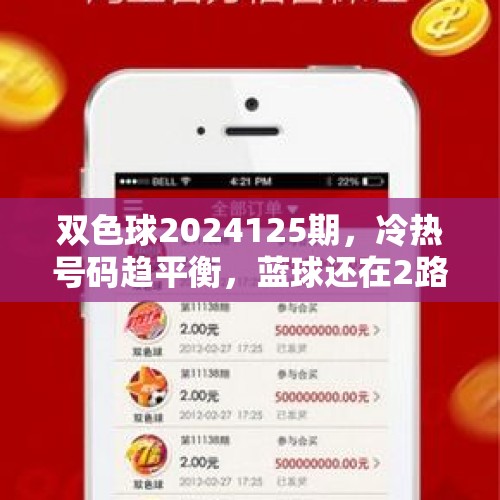 双色球2024125期，冷热号码趋平衡，蓝球还在2路寻