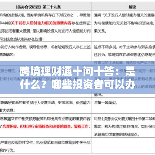 跨境理财通十问十答：是什么？哪些投资者可以办理？可以购买哪些产品？