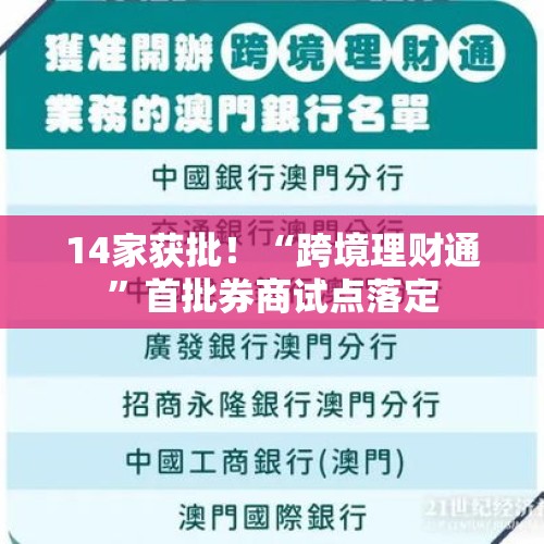 14家获批！“跨境理财通”首批券商试点落定