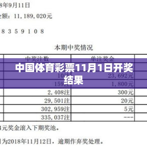 中国体育彩票11月1日开奖结果