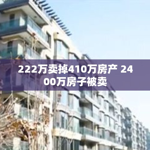 222万卖掉410万房产 2400万房子被卖