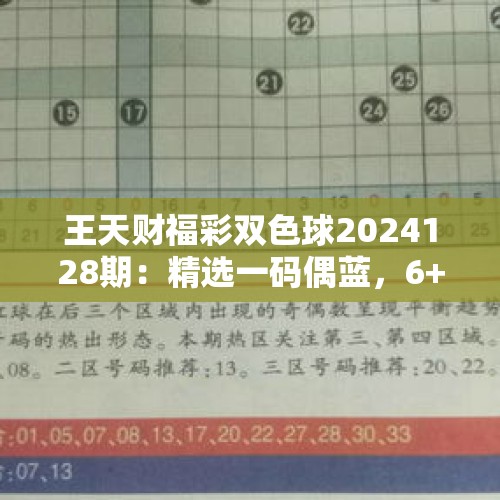 王天财福彩双色球2024128期：精选一码偶蓝，6+1单挑12 - 今日头条