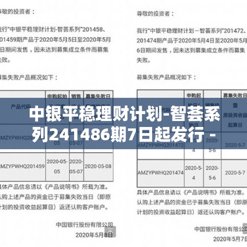 中银平稳理财计划-智荟系列241486期7日起发行 - 今日头条