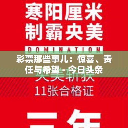 彩票那些事儿：惊喜、责任与希望 - 今日头条