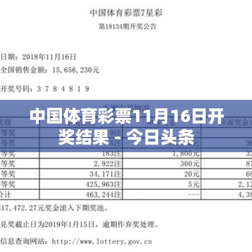 中国体育彩票11月16日开奖结果 - 今日头条