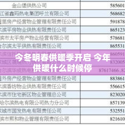 今冬明春供暖季开启 今年供暖什么时候停