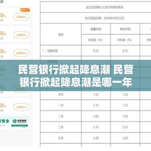 民营银行掀起降息潮 民营银行掀起降息潮是哪一年