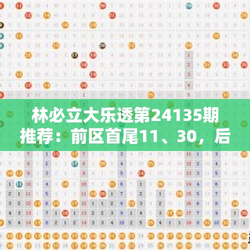 林必立大乐透第24135期推荐：前区首尾11、30，后区精选一码07 - 今日头条